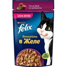 Пресервы Felix Sensations в желе с уткой и шпинатом 75 г