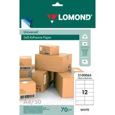 Набор этикеток Lomond Самоклеющаяся 12 делений A4 70 г/м 50л / 2100065