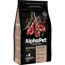 Сухой корм для кошек AlphaPet Superpremium Sensitive с ягненком 1.5 кг