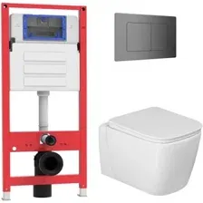 Унитаз подвесной Oliveeka OL-MQ-003 + OL-G1 + OL-E12-BGM (матовый оружейный металл)