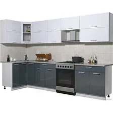 Готовая кухня Интерлиния Мила Gloss 60-12x31 (белый/асфальт глянец)