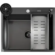 Кухонная мойка Futur FK 5550 Eco Embossing Pop-up Rinzer plus (Black Nano)