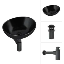 Умывальник Lauter 21652-A + клапан 21190B + сифон 21635B (черный матовый)