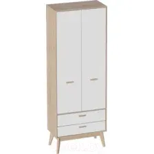 Шкаф Мебельград Калгари 2дв 2ящ 80.5x58x220 (дуб натуральный светлый/белый матовый)