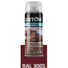Грунт-эмаль DETON SPECIAL для профнастила и металлочерепицы аэрозоль красное вино 0,52 л арт. RAL 3005