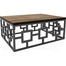 Журнальный столик Hype Mebel Лок 75x100 (черный/дуб галифакс олово)
