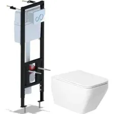 Унитаз подвесной с инсталляцией Saniteco KW-9010W + Ани Пласт WCP4131