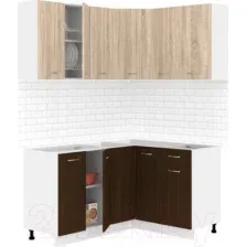 Готовая кухня Кортекс-мебель Корнелия Лира 1.5x1.3 без столешницы (дуб сонома/венге)