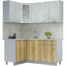 Готовая кухня Интерлиния Мила 12x17 (бетон лайт/дуб золотой/опал светлый)