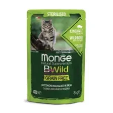 Влажный корм для кошек Monge BWild Grain Free из мяса дикого кабана с овощами (пауч, 85г)