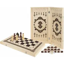 Набор настольных игр Золотая сказка Шашки, шахматы, нарды 3 в 1 / 665364
