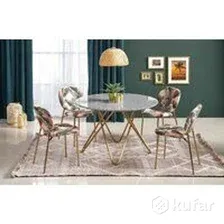Кухонный стол Halmar Bonello 120x120 (мрамор/золотой)