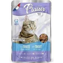 Plaisir Кусочки в соусе для кошек (Форель и креветка) 100 г х 22 шт