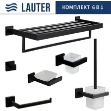 Набор аксессуаров для ванной и туалета Lauter 21SH71062+21SH71052+21SH71072+21SH71092+21SH71152+21SH71112 (Matt Black, 6 предметов)