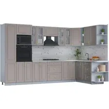 Готовая кухня Интерлиния Мила Шато 1.88x3.4 ВТ правая (луна/луна/бискайская сосна)