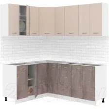 Готовая кухня Кортекс-мебель Корнелия Лира 1.5x1.9 (капучино/оникс/мадрид)