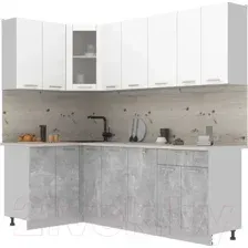 Готовая кухня Интерлиния Мила 12x23 (белый платинум/бетон/бискайская сосна)