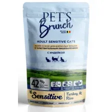 Корм Pet's Brunch, для чувствительного пищеварения взрослых кошек, с индейкой, Sensitive, 400 г