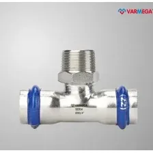 Фитинг Varmega Тройник раструбный Inox Press с наружной резьбой 22x3/4"x22 VM721220522