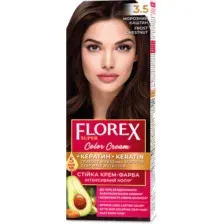 Крем-краска для волос Florex Super Кератин тон 3.5 морозный каштан