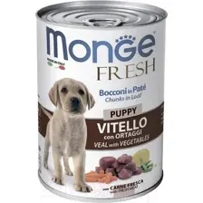Влажный корм для собак Monge Fresh Chunks In Loaf Puppy мясной рулет с телятиной и овощами (400г)