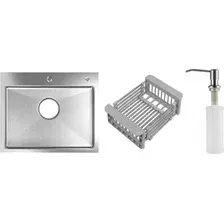 Кухонная мойка Schtoff Best Decor Silver 6050  коландер KR-1 GREY  дозатор SD-1 SILVER