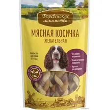 Лакомство для собак Деревенские лакомства Мясная косичка жевательная 90 г