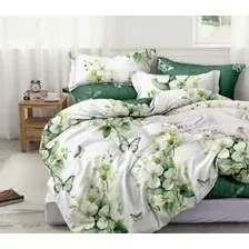 Комплект постельного белья Luxsonia Яблоневый цвет Поплин 1.5сп 70x70 / Ви24-0313/220 (на резинке)