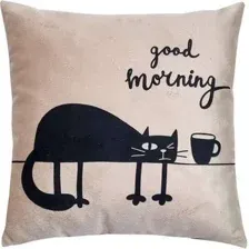 Подушка декоративная MATEX Meow. Good Morning / 28-178 (кофейный/чернильный)