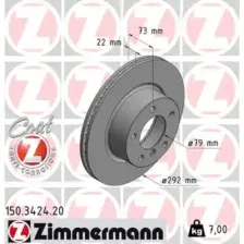 Тормозной диск ZIMMERMANN 150.3424.20 вентилируемый , передняя ось