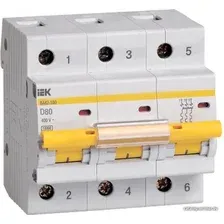 Выключатель автоматический IEK ВА 47-100 3Р 80А 10кА D MVA40-3-080-D