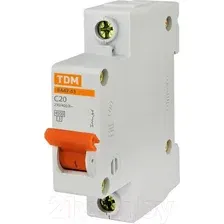 Выключатель автоматический TDM Electric ВА 47-63 1Р 6А (C) 4.5кА SQ0218-0001