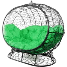 Садовый диван M-Group Улей на ножках 11220404 (черный ротанг/зеленая подушка)