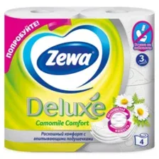 Бумага туалетная 3-х слойная Zewa Deluxe Camomile Сomfort 4 рул.