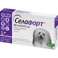 Капли от паразитов KRKA Селафорт для собак 2.6-5кг (0.25мл)