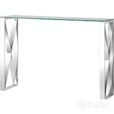 Консольный стол Stool Group Кросс 115x30 (стекло/сталь/серебристый)