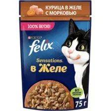 Пресервы Felix Sensations в желе с курицей и морковью 75 г