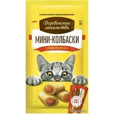 Лакомство для кошек Деревенские лакомства Мини-колбаски с пюре из лосося 40 г