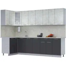 Готовая кухня Интерлиния Мила 12x28 (бетон лайт/антрацит/опал светлый)