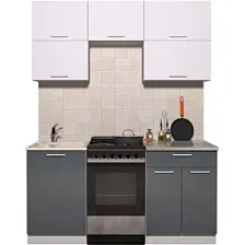 Готовая кухня Интерлиния Мила Gloss 50-17 (белый/асфальт глянец)