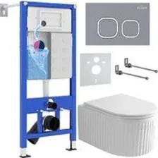 Унитаз подвесной Roxen Royal Matt в комплекте с инсталляцией StounFix Dual Fresh 6 в 1 968280 (кнопк