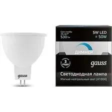 Светодиодная лампочка Gauss GU5.3 5Вт 4100K (диммируемая) [101505205-D]