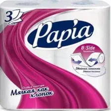 Бумага туалетная PAPIA белая трехслойная 4шт