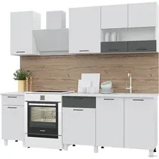 Готовая кухня Горизонт Trend 1700 (белый эмалит/холст вулкан)