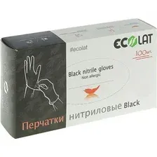 Нитриловые перчатки Ecolat Нитриловые CH (XL, 100 шт, черный)