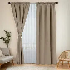 Комплект штор Mio Tesoro Блэкаут 150x260 + Гардина Soft Lines 306 400x270 (песочный, белый лен)