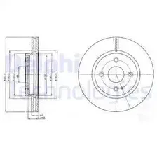 Тормозной диск DELPHI BG4254C вентилируемый , передняя ось