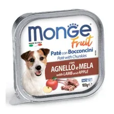 Влажный корм Monge Dog Fruit для собак, с ягненком и яблоком, ламистер 100 г