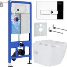Унитаз подвесной Roxen Cube Bidet One Rimless 6 в 1 StounFix Dual Fresh 596716 (кнопка: хром)
