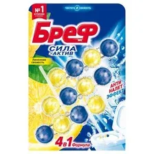 Туалетный блок Бреф Сила-Актив, Лимонная свежесть, 3x50 г